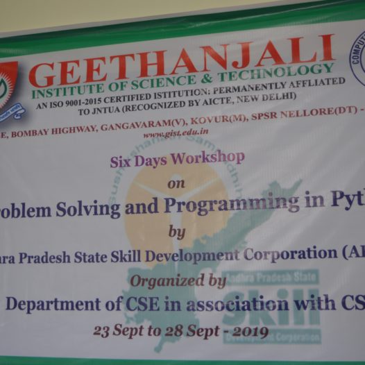 A Report On Six Day’s Workshop at GIST On Problem Solving & Programming in PYTHON