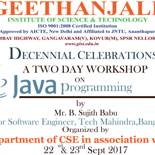 A Two Day Workshop on Java Programming