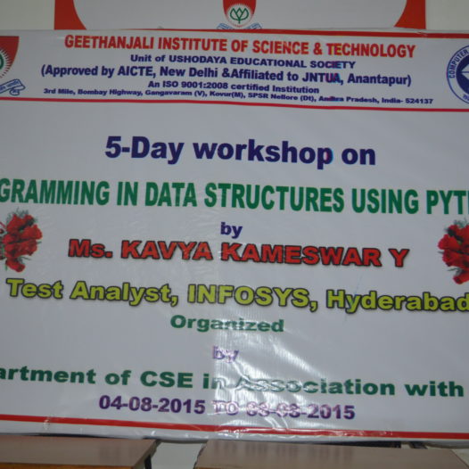 Five Day Workshop Programming in Data Structures using Python