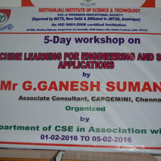 Five Day Workshop Machine Learning for Engineering and Science Applications