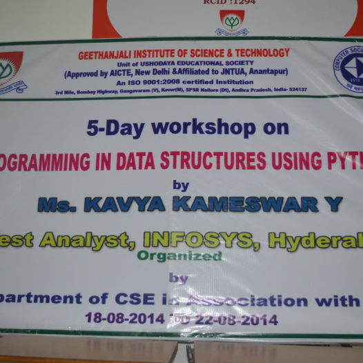 Five Day Workshop Programming in Data Structures using Python