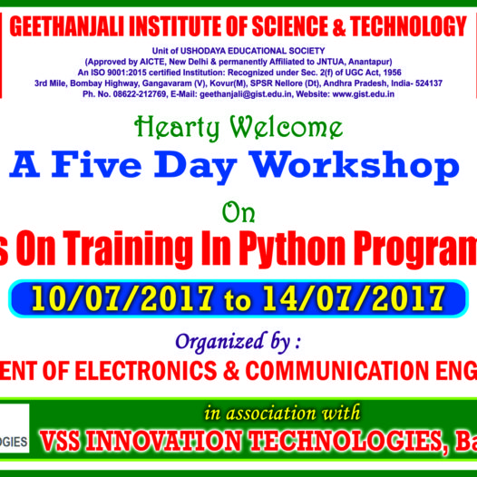 A Five Day hands on training on  Machine Learning using Python Programming