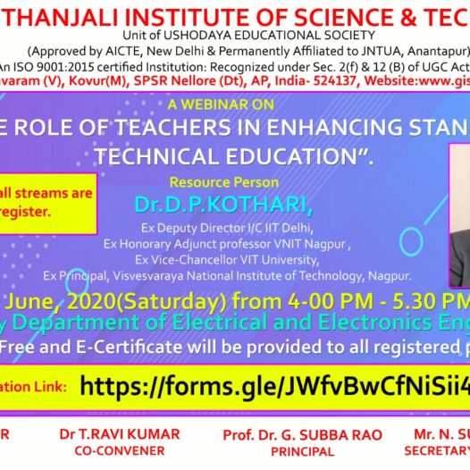Webinar on Effective role of teachers in Enhancing standards of Technical Education