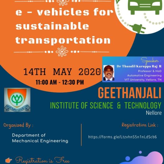 A Webinar Report on E- Vehicles for Sustainable Transportation
