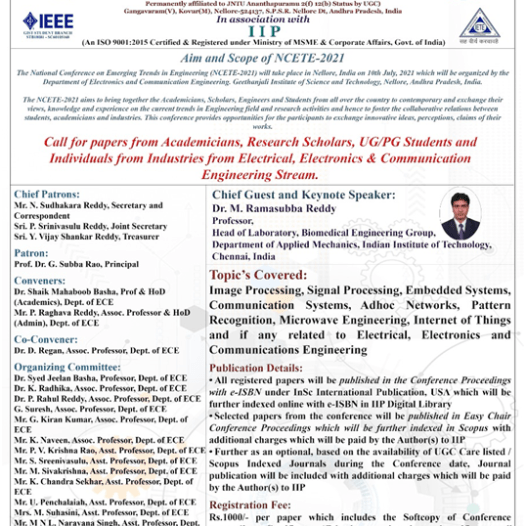 E-Conference on “National Conference on Emerging Trends in Engineering- 2021” 10th July, 2021