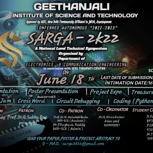 SARGA-2K22A NATIONAL LEVEL TECHNICAL SYMPOSIUM at 18th June