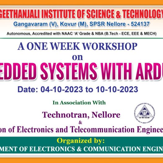A Report on Six Days Workshop on Embedded System- with Arduino